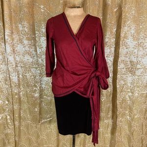 Red Piped Wrap Around Blouse